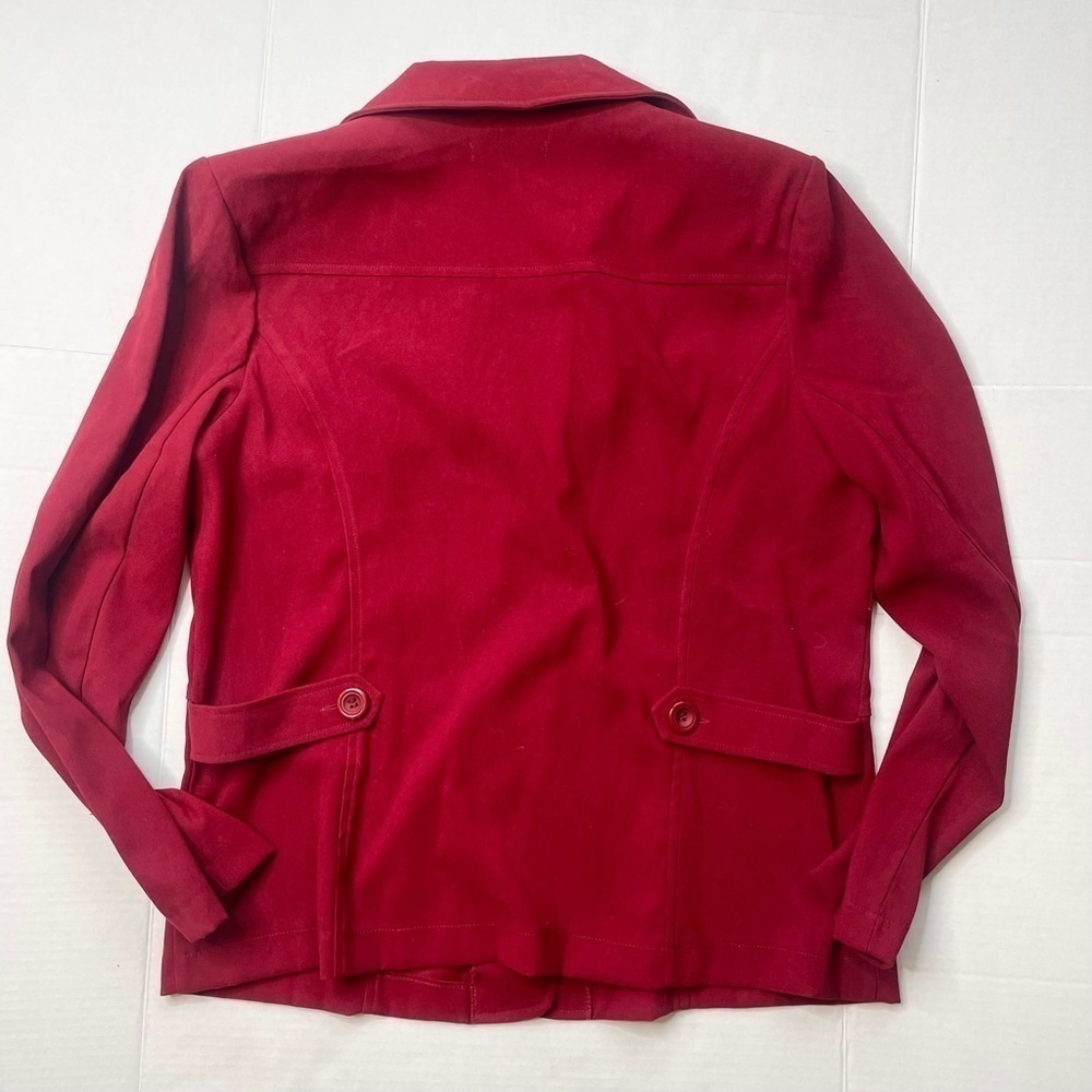 Notations Solid Red Single Breasted Button Front … - image 5